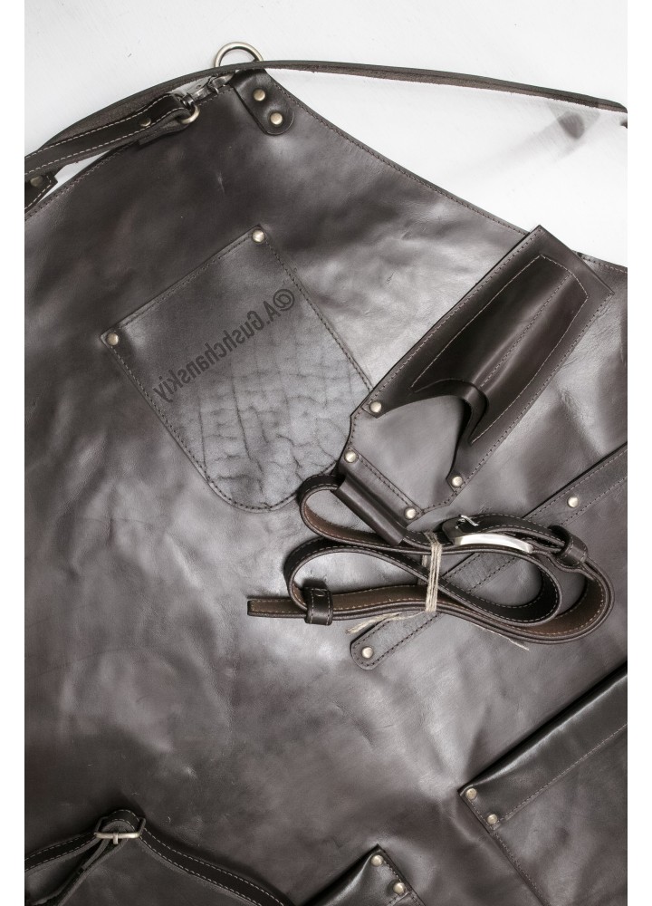 Комплект: Фартук из натуральной кожи и сумка для инструментов  с ремнём